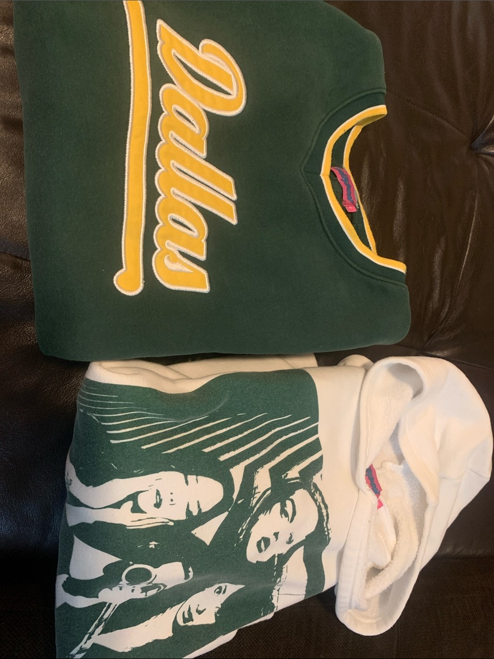 EDIKTED Green and White Graphic Sweatshirt & Hoodie Set